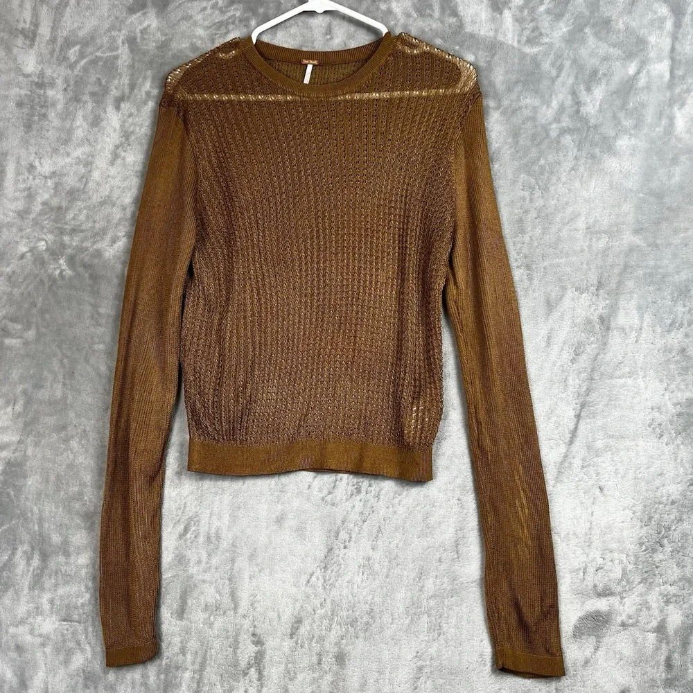 Free People Sweater‎ Women Tiger Eye H20 Crew Pullover Top  Large